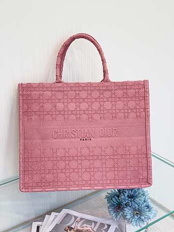 Small Dior Book Tote Rose Cannage Embroidery M1296 Size 36cm