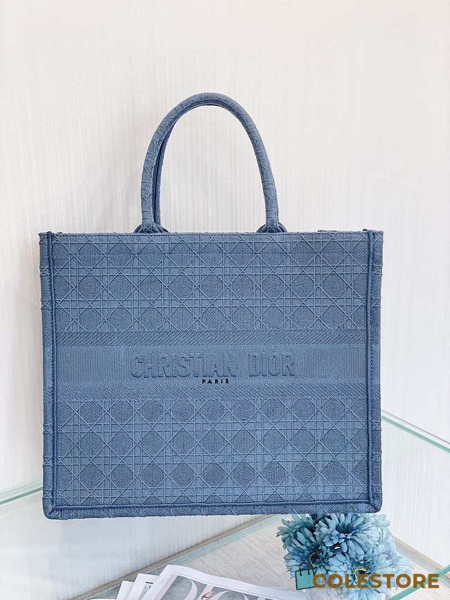 Small Dior Book Tote Blue Cannage Embroidery M1296 Size 36cm - 1