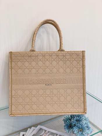 Small Dior Book Tote Beige Cannage Embroidery M1296 Size 36cm
