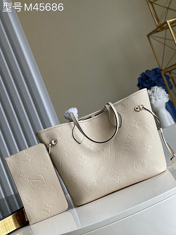 Louis Vuitton Neverfull Empreinte Leather In Turtledove 32cm