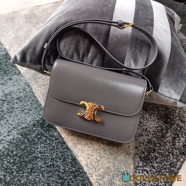 Ceiline Medium Triomphe Calfskin In Grey 18736 Size 22x16.5x7cm - 1