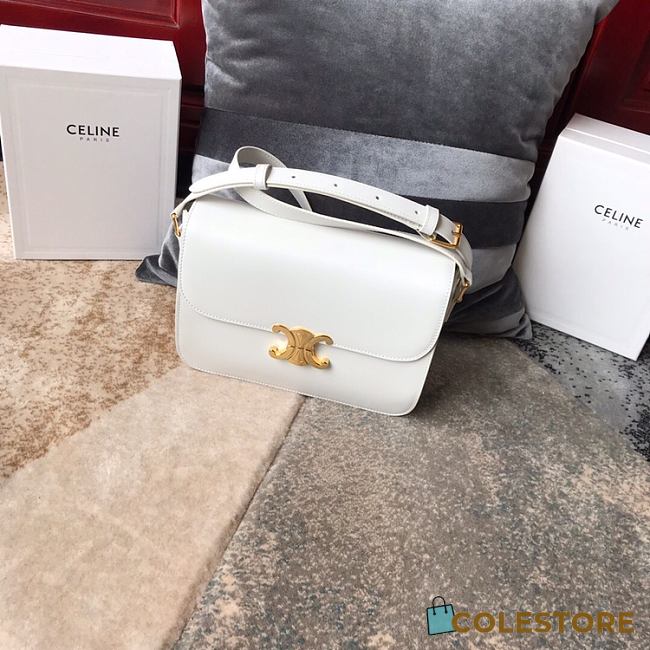 Ceiline Medium Triomphe Calfskin In White 18736 Size 22x16.5x7cm - 1