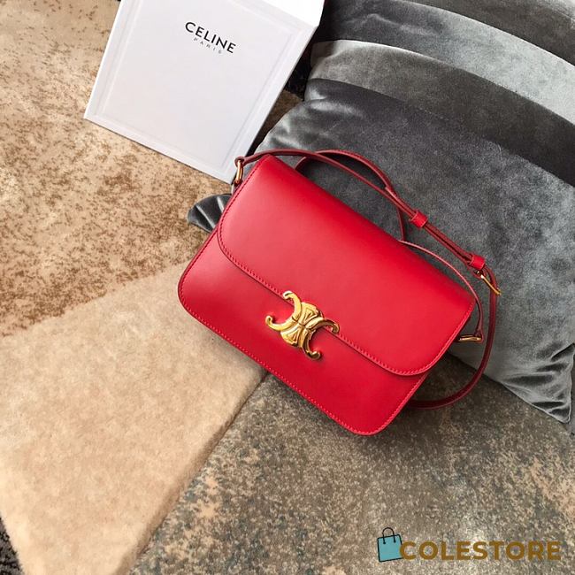Ceiline Medium Triomphe Calfskin In Red 18736 Size 22x16.5x7cm - 1
