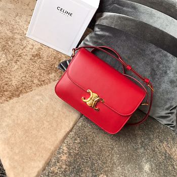 Ceiline Medium Triomphe Calfskin In Red 18736 Size 22x16.5x7cm