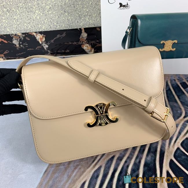 Celine Large Triomphe Bag Calfskin In Beige 18737 Size 25x18x6cm - 1