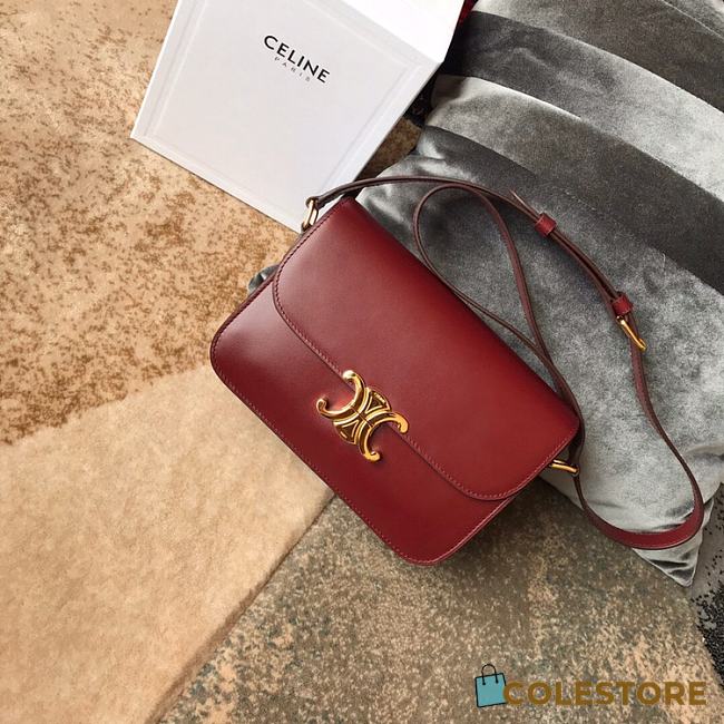 Ceiline Medium Triomphe Calfskin In Wine Red 18736 Size 22x16.5x7cm - 1
