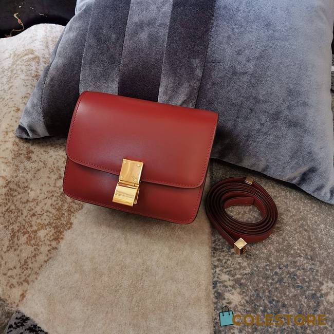 Ceiline Small Classic Box Calfskin In Red 18918 Size 17cm - 1