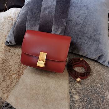 Ceiline Small Classic Box Calfskin In Red 18918 Size 17cm