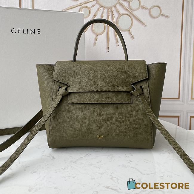 Ceiline Pico Belt Bag In Grained Calfskin Green 194263 Size 15x13x9 cm - 1