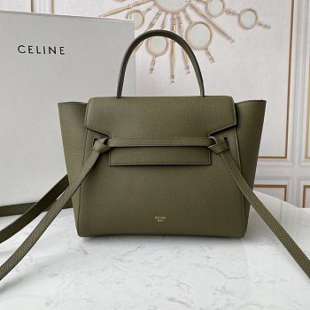 Ceiline Pico Belt Bag In Grained Calfskin Green 194263 Size 15x13x9 cm