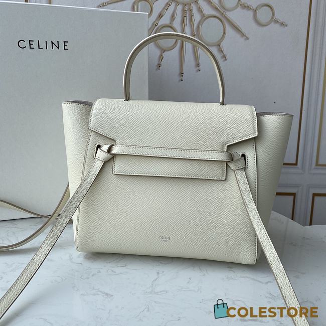 Ceiline Pico Belt Bag In Grained Calfskin White 194263 Size 15x13x9 cm - 1