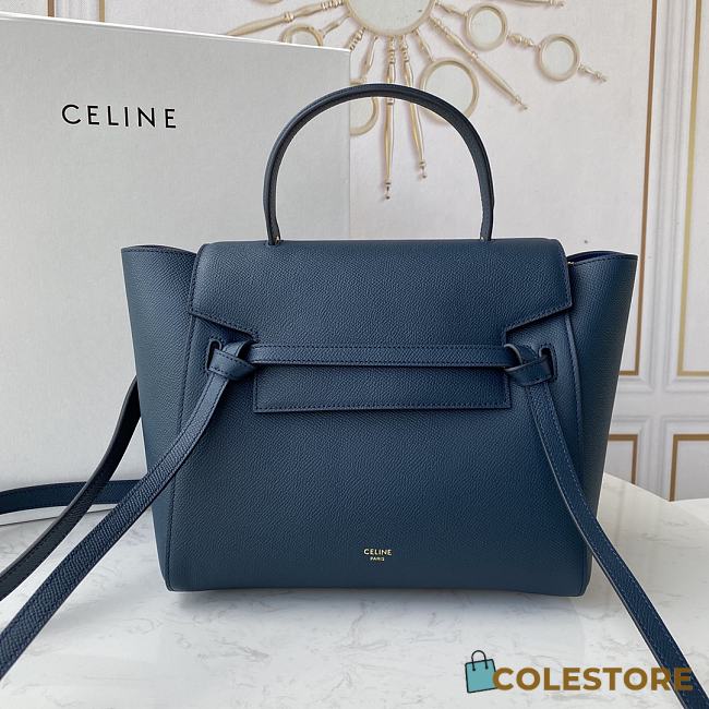 Ceiline Pico Belt Bag In Grained Calfskin Blue 194263 Size 15x13x9 cm - 1