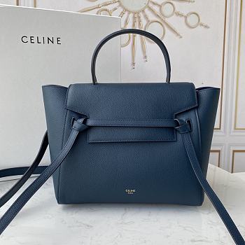 Ceiline Pico Belt Bag In Grained Calfskin Blue 194263 Size 15x13x9 cm