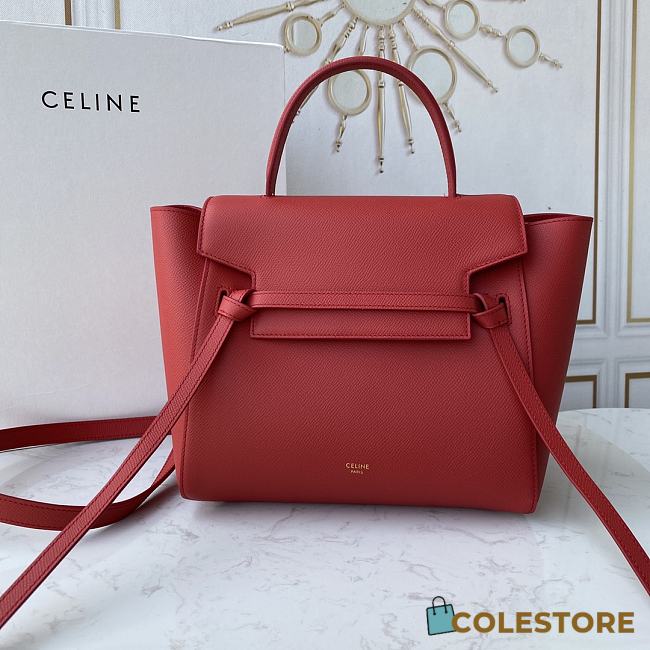 Ceiline Pico Belt Bag In Grained Calfskin Red 194263 Size 15x13x9 cm - 1
