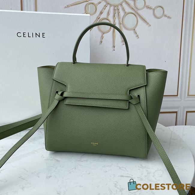 Ceiline Pico Belt Bag In Grained Calfskin Sage Green 194263 Size 15x13x9 cm - 1