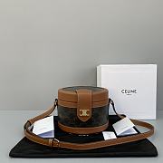Celine Medium Tambour Bag In Triomphe Canvas And Calfskintan 19519 Size 17x12x17cm - 1