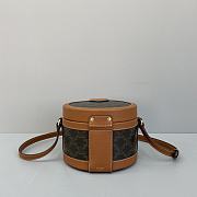 Celine Medium Tambour Bag In Triomphe Canvas And Calfskintan 19519 Size 17x12x17cm - 4