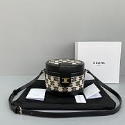 Celine Medium Tambour Bag In Triomphe Canvas And Calfskintan Black 19519 Size 17x12x17cm - 1