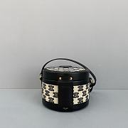 Celine Medium Tambour Bag In Triomphe Canvas And Calfskintan Black 19519 Size 17x12x17cm - 6