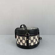 Celine Medium Tambour Bag In Triomphe Canvas And Calfskintan Black 19519 Size 17x12x17cm - 5