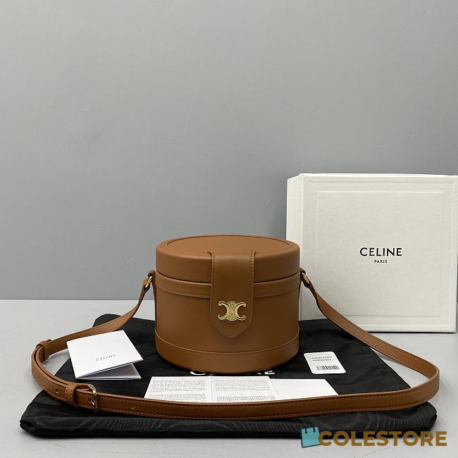 Celine Medium Tambour Bag In Tan Smooth Calfskintan 19519 Size 17x12x17cm - 1