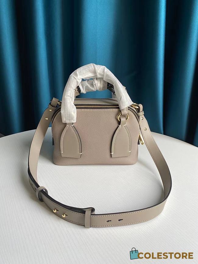 Chloe Mini Daria Chain Bag In Grained & Shiny Calfskin Grey CHC20 Size 22x9x18cm - 1