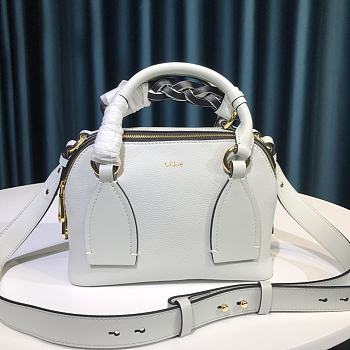 Chloe Mini Daria Chain Bag In Grained & Shiny Calfskin White CHC20 Size 22x9x18cm