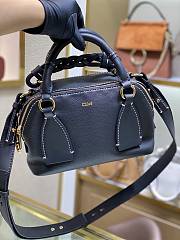 Chloe Mini Daria Chain Bag In Grained & Shiny Calfskin Full Blue CHC20 Size 22x9x18cm - 4