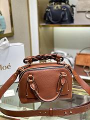 Chloe Mini Daria Chain Bag In Grained & Shiny Calfskin Sepia Brown CHC20 Size 22x9x18cm - 2