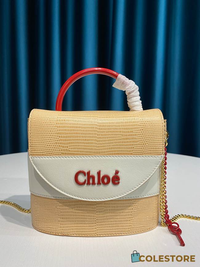 Small Aby Lock Chain Bag Calfskin White CHC19 Size 16.5x7x15.5 cm - 1
