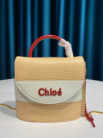 Small Aby Lock Chain Bag Calfskin White CHC19 Size 16.5x7x15.5 cm