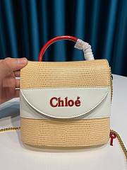 Small Aby Lock Chain Bag Calfskin White CHC19 Size 16.5x7x15.5 cm - 5