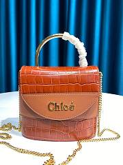 Chloe Small Aby Lock  Handbag Crocodile Embossed Brown CHC19 Size 16.5x7x15cm - 1