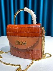 Chloe Small Aby Lock  Handbag Crocodile Embossed Brown CHC19 Size 16.5x7x15cm - 6