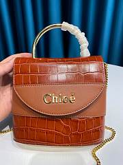 Chloe Small Aby Lock  Handbag Crocodile Embossed Brown CHC19 Size 16.5x7x15cm - 2