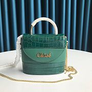 Chloe Small Aby Lock  Handbag Crocodile Embossed Green CHC19 Size 16.5x7x15cm - 1