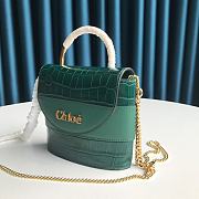 Chloe Small Aby Lock  Handbag Crocodile Embossed Green CHC19 Size 16.5x7x15cm - 6
