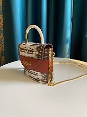 Chole Small Aby Lock Chain Bag Calfskin White & Brown CHC19 Size 16.5x7x15.5 cm - 4