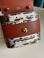 Chole Small Aby Lock Chain Bag Calfskin White & Brown CHC19 Size 16.5x7x15.5 cm - 2