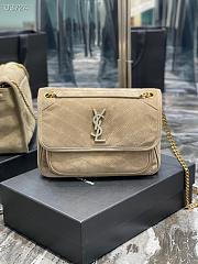 YSL Niki Frosted Leather Beige 498894 Size 28×20×8cm - 1