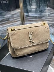YSL Niki Frosted Leather Beige 498894 Size 28×20×8cm - 6