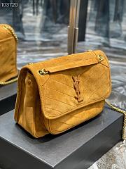 YSL Niki Frosted Leather Yellow 498894 Size 28×20×8cm - 6