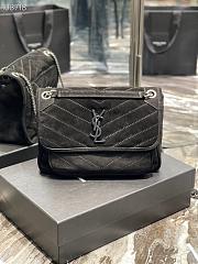 YSL Niki Frosted Leather Black 498894 Size 28×20×8cm - 1