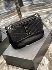 YSL Niki Frosted Leather Black 498894 Size 28×20×8cm - 6