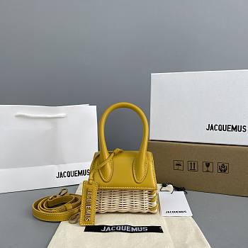 Jacquemus Le Chiquito Bamboo Weaving Powder Yellow 12x8x5cm