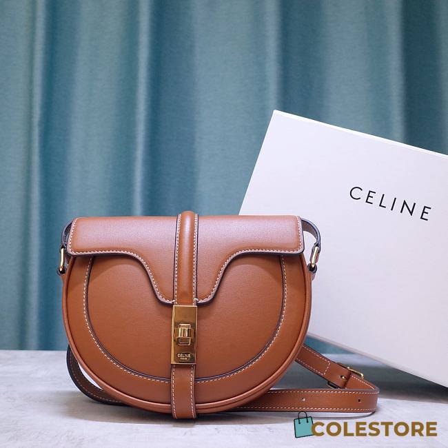 Celine Small Besace 16 Bag In Satinated Calfskin Brown 188013 Size 19x16x4cm - 1