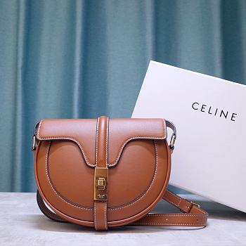 Celine Small Besace 16 Bag In Satinated Calfskin Brown 188013 Size 19x16x4cm