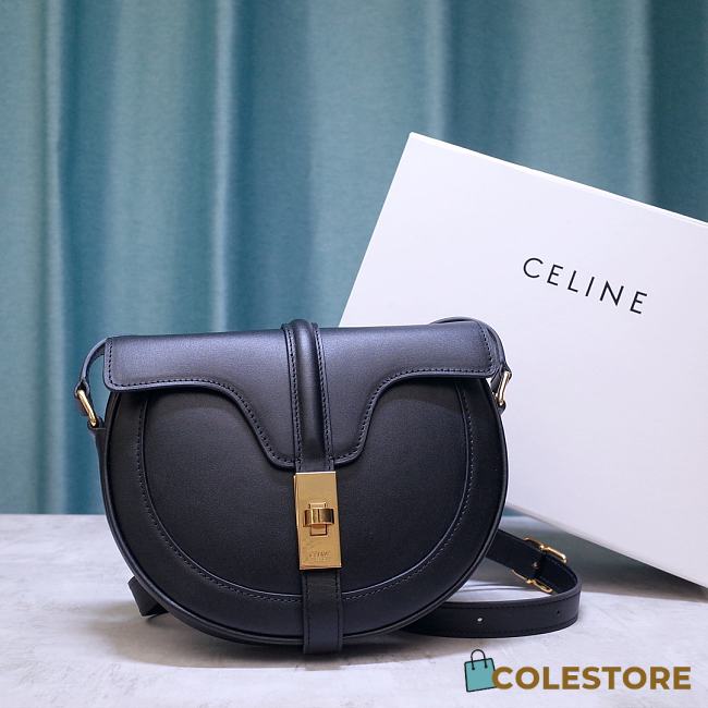 Celine Small Besace 16 Bag In Satinated Calfskin Black 188013 Size 19x16x4cm - 1