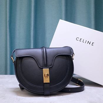 Celine Small Besace 16 Bag In Satinated Calfskin Black 188013 Size 19x16x4cm