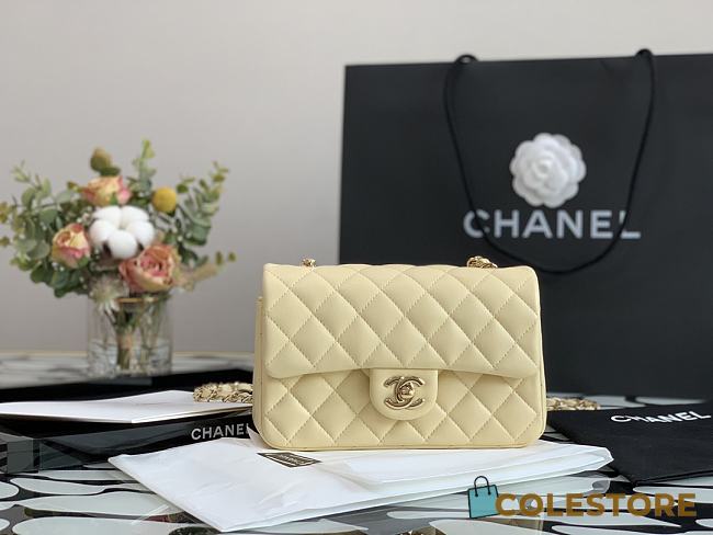 Chanel Flap Bag Calfskin In Light Yellow  - 1